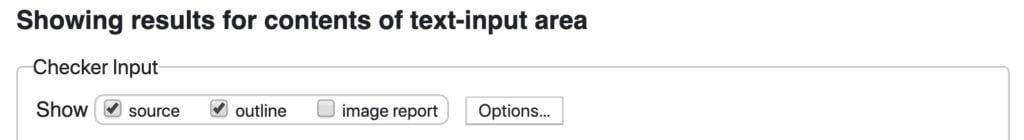 checker input: showing results for contents of text-input area
